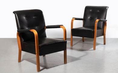 Alvar AALTO 1898-1976 Paire de fauteuils mod. 47 - Création 1947