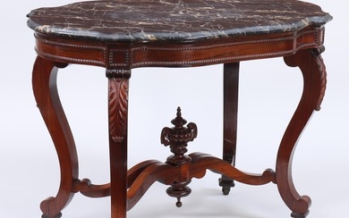 American Classical Marble-Top Rosewood Center Table