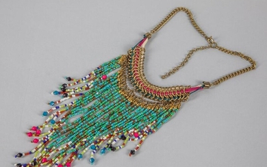 American Indian Type Cascading Statement Beads Necklace