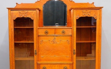 American Oak Secretary Bookcase