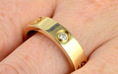 An 18ct gold diamond 'Love' ring, by Cartier.Estimated