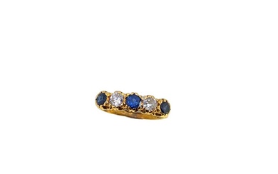 An 18ct gold sapphire and diamond five stone ring
