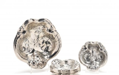 An Art Nouveau Sterling Silver Nut Set