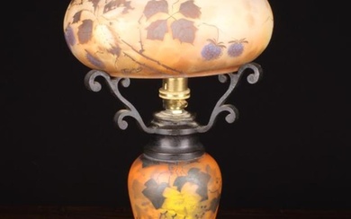 An Early 20th Century Jean-Simon Peynaud Art Nouveau Style Lamp of frosted gradiated orange glass en