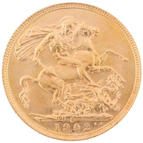 An Edward VII 1902 gold full sovereign coin, Perth Mint, 7.9...