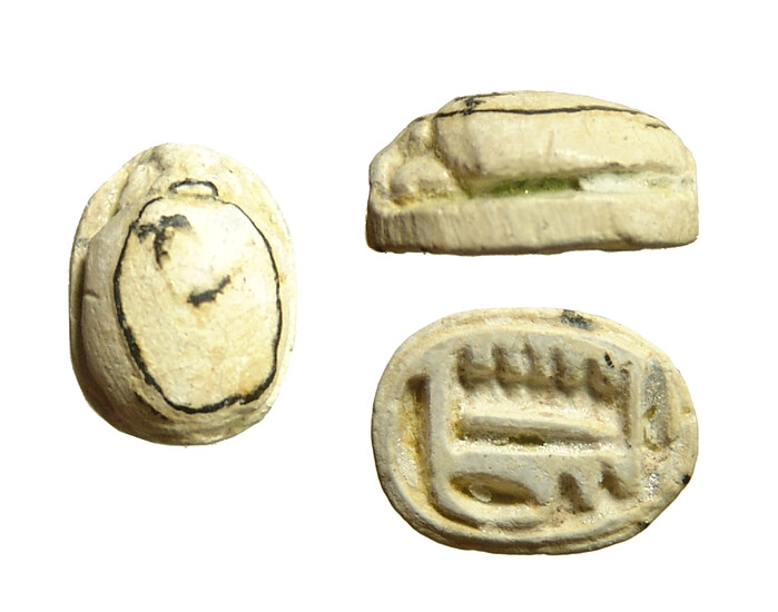 An Egyptian faience scarab, Late Period