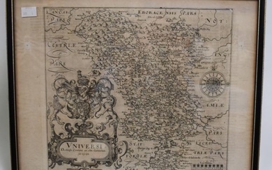 An early 17th Century map of Derbyshire C1607 Camdens Britannia...