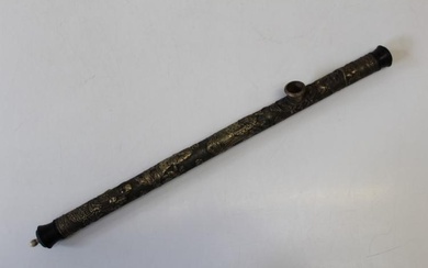 An early 20th century Chinese silver plated opium pipe. Nicely...