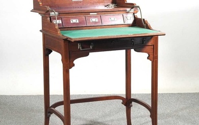 An early 20th century mahogany military style writing desk, with...