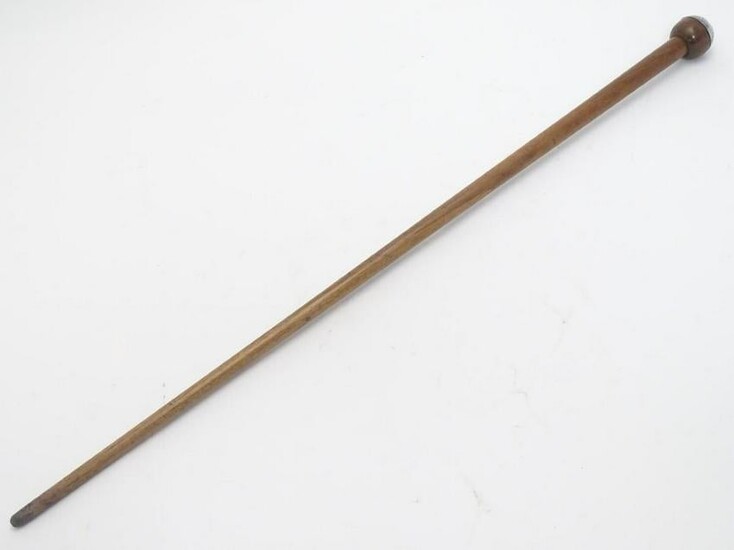 An early 20thC walking stick / cane with a trench art