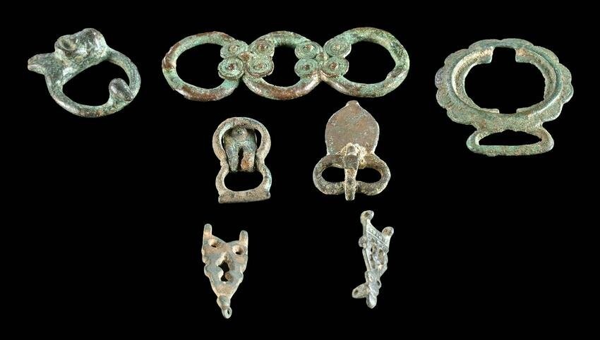 Ancient Bronze Buckles - 3 Roman, 4 Late Medieval