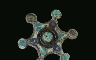 Ancient Roman Bronze Millefiori enamel disc brooch