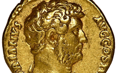 Ancients: , Hadrian (AD 117-138). AV aureus (18mm, 7.01 gm, 5h). NGC Choice VF 5/5 - 3/5, Fine Style, edge filing....
