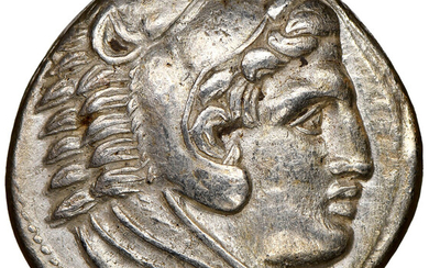 Ancients: , MACEDONIAN KINGDOM. Alexander III the Great (336-323 BC). AR tetradrachm (25mm, 6h). NGC XF, brushed....