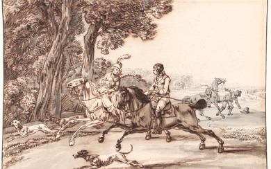 Anonymous (late 18th cent.). (A lady and a gentleman riding,...