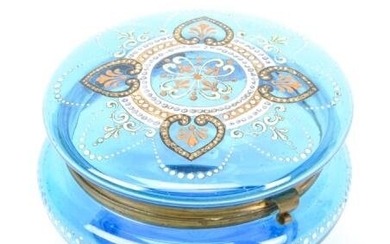 Antique C 1900 Bohemian Glass Vanity Jar Box
