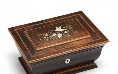 Antique English Inlaid Rosewood Jewelry Casket