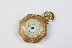 Antique French 18ct Gold and Enamel Lady's Pocket Watch. The...