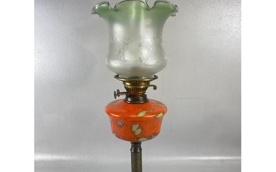 Antique Oil Lamp, Victorian brass lamp base and fittings wit...