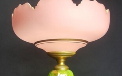 Antique Opaline Glass Biedermeier Tazza / Dish / Compote | Bronze foot, green, gold (1) - Napoleon III Style - Bronze (gilt), Glass, Opaline Glass