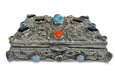Antique Turkish silver & precious stones box