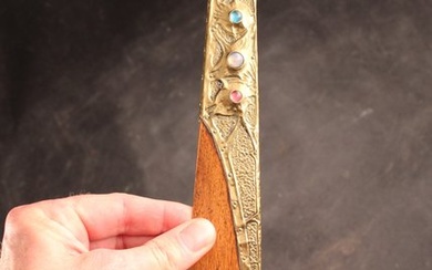 Art Nouveau - Paper knife - Copper, Glass, Wood