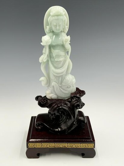Asian Carved Jadeite Figure of Quan Yin.