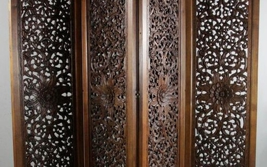 Asian Carved Panel Screen