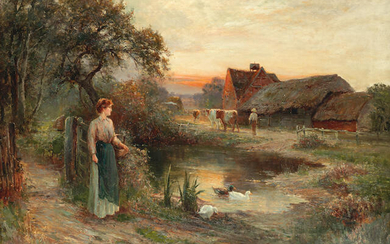 Attributed to Ernest Walbourn (British, 1872-1927) Evening on the farm