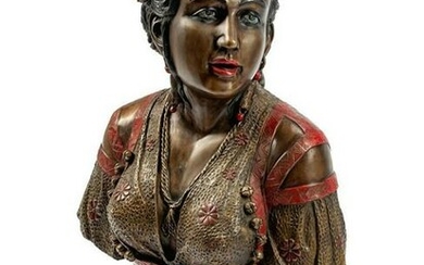 Austrian Cold-Painted Bronze Bust of Rebecca
