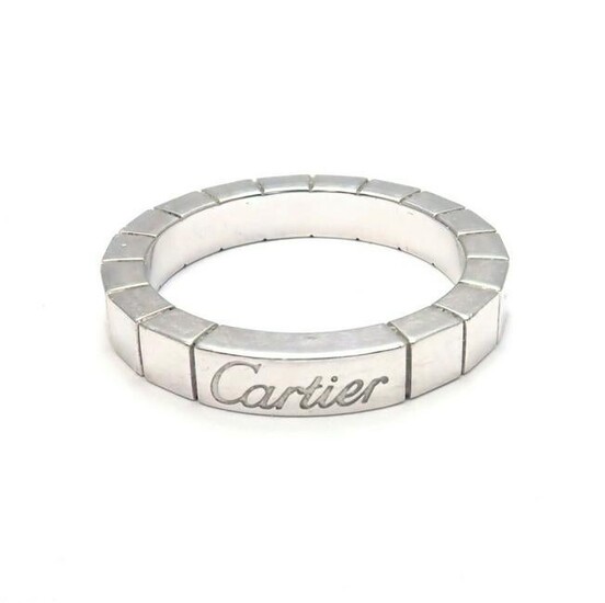 Authentic! Cartier 18k White Gold Lanieres Band Ring