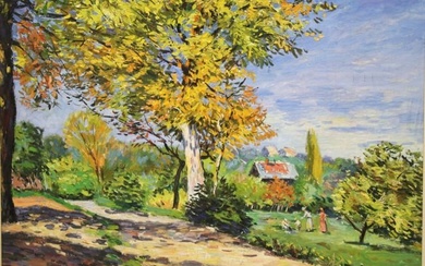 "Autumn morning" Oil painting by Inkov Sergei, 1996. Signed by the artist and dated . SB