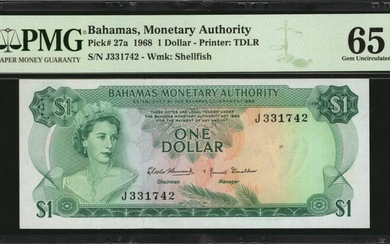 BAHAMAS. Lot of (5). Mixed Banks. 1/2, 1 & 3 Dollars, 1974 (ND 1984) 168. P-27a, 35b & 42a to 44a. PMG Choice Uncirculated 64 EPQ to Gem...