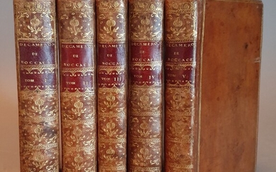BOCCACE. Le Decameron. Paris, 1757-1761. 5 volumes in-8, veau fauve, triple filet doré, dos lisse...