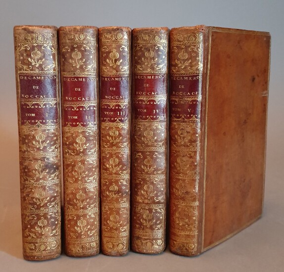 BOCCACE. Le Decameron. Paris, 1757-1761. 5 volumes in-8, veau fauve, triple filet doré, dos lisse...