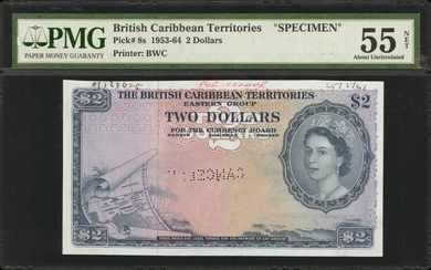 BRITISH CARIBBEAN TERRITORIES. The British Caribbean Territories Eastern Group. 2 Dollars, 1953-64. P-8s. Specimen. PMG About Uncirculat...