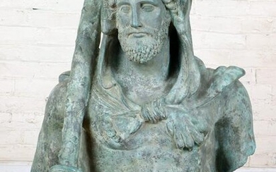 BRONZE BUST OF AN IMPOSING ROMAN SOLDIER