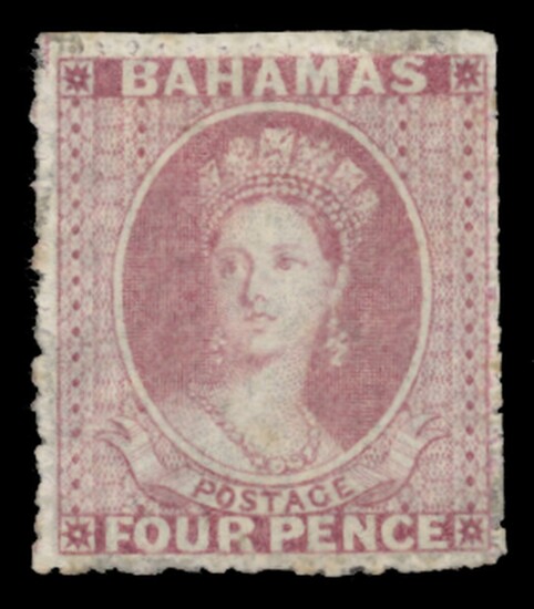 Bahamas 1861 (June)-62, Rough Perforation 14 to 16 Issued Stamps 4d. dull rose, generally of go...