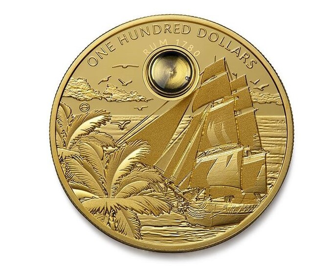 Barbados - 100 Dollar 2019 Rum Coin - 2 Oz - Gold