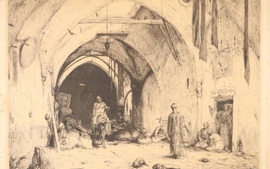 Bauer, M.A.J. (1867-1932). Een bazaar in Damascus. Etching,...