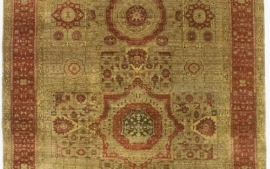 Beige Geometric Tribal Design Hand Knotted 4X6 Farmhouse Oriental Rug Carpet