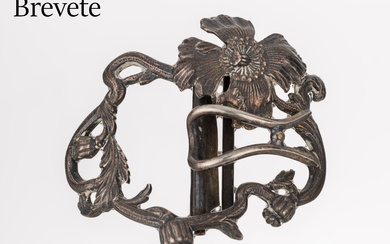Belt buckle, France approx. 1900 , silver, signed BREVETE S.D.G.diam.,...