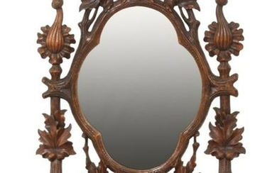 Black Forest Carved Walnut Dressing Mirror