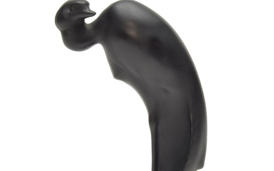 Black glazed earthenware sculpture of a bird, design Theo Vos...