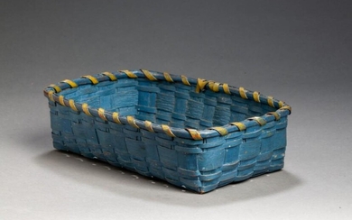 Blue Painted Splint Basket, 19th Century.