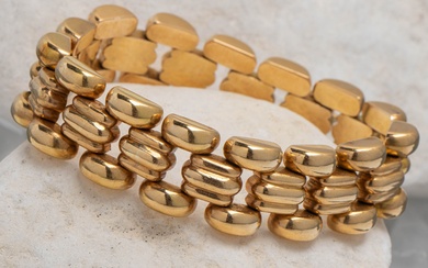 Bracelet articulé en or jaune 18kt. Longueur ouverte : 18,5 cm.