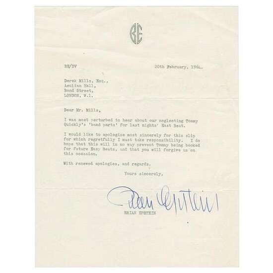 Brian Epstein Typed Letter Signed