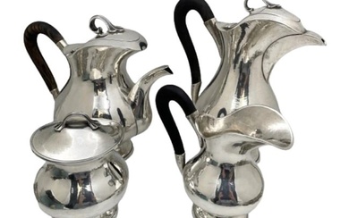 Buccellati sterling silver hand-hammered 4-piece tea and coffee set Made in Italy