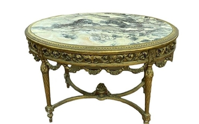 C.19TH MARBLE OVAL TOP FRENCH SALOON TABLE