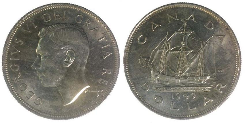 CANADA Silver Dollar 1949 (KM 47) AU